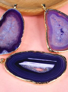 Irregular Big Agate Slice Pendant for Women Girls Geode Ston