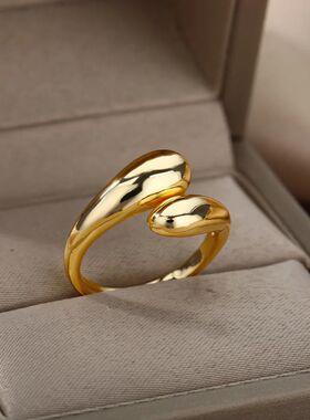 Stainless Steel Smooth Double Ball Beads Rings For Woman Ope