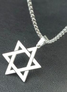 Classic Men's Star of David Pendant NecklaceInBlack Gold Sil
