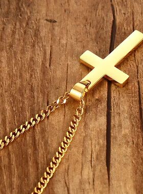 Christian Cross Pendant Necklace Men's Necklace Metal Religi