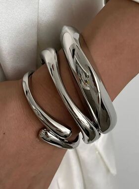 3 Styles Vintage Hip Hop Metal Cuff Bangles Punk Gold Silver