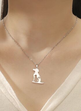 Stainless Steel Animal Dog Cat Kitten Pendant Necklace for W