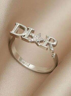 Delicate Crystal Letter D Adjustable Rings for Women Fashion