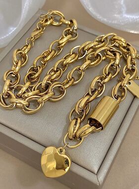 Fashion Stainless Steel Heart Pendant Necklace Bangle For Wo
