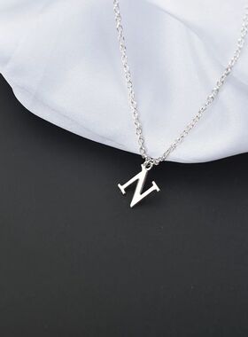 Silver Color A-Z English Alphabet Letter Pendants Necklaces