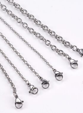 1Pc Width 1.5mm-6mm Stainless Steel Cross O Chain Necklace F