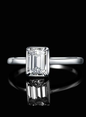 5A CZ Emerald Cut Solitaire Wedding Engagement Ring for Woma