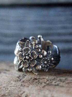 New Gothic Flower Sugar Skull Ring for Men and Women New Hip