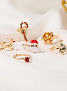 6pcs Children Christmas Tree Ornaments Cartoon Open Ring Sno