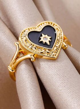 Heart Shape Zircon Rings For Women Stainless Steel Gold Colo