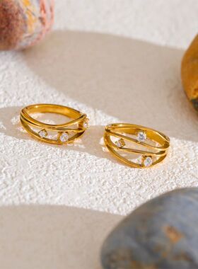 2 Style Stainless Steel Casting Metal Hollow Inlaid Cubic Zi