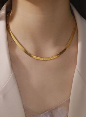 Stainless Steel Snake Chain Necklace for Women Men Minimalis