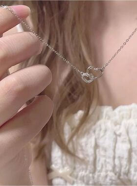 Simple Silver Color Love Heart Pendant Necklace Charm Chain