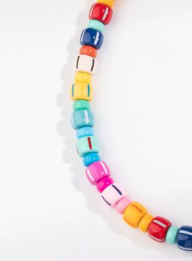 Pumpkin Shape Beads Enamel Necklace For Women Handmade Colro