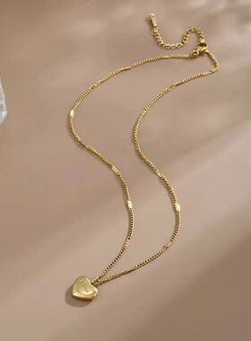 1pcs Gold-color Necklace Ms Simple Fashion Peach Heart Engra