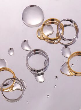 Size 5-10 Waterproof Stainless Steel Ring Gold Plated Silver