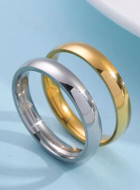 Classic 4mm Curved Stainless Steel Couple Ring Charm Men Wom