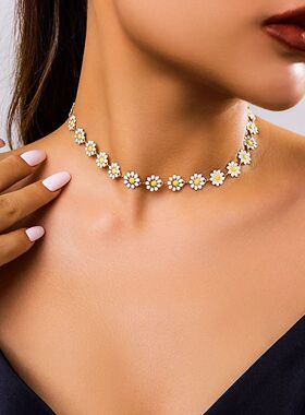 Kpop Flower Daisy Clavicle Chain Necklace for Women Wed Summ