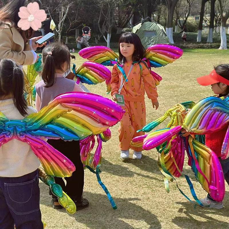 网红气球码卡龙蝴蝶翅膀装饰充气铝膜背饰生日夜市摆摊批发小商品