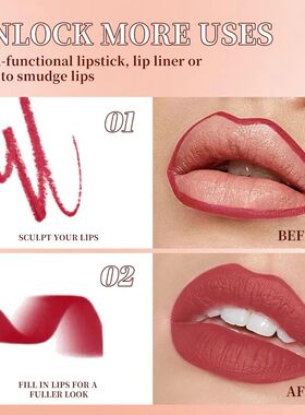 Matte Lipstick Pen Gradient Lip Liner Red Brown Velvet Conto