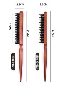 Salon Teasing Back Hair Brushes Boar Bristle Wood Slim Line