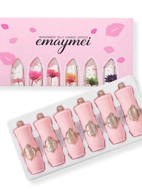 make up 6pcs Lipstick Set Flower Jelly Crystal Clear Long La