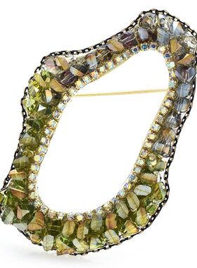 Handmade Circle Geometric Crystal Brooches For Women Unisex