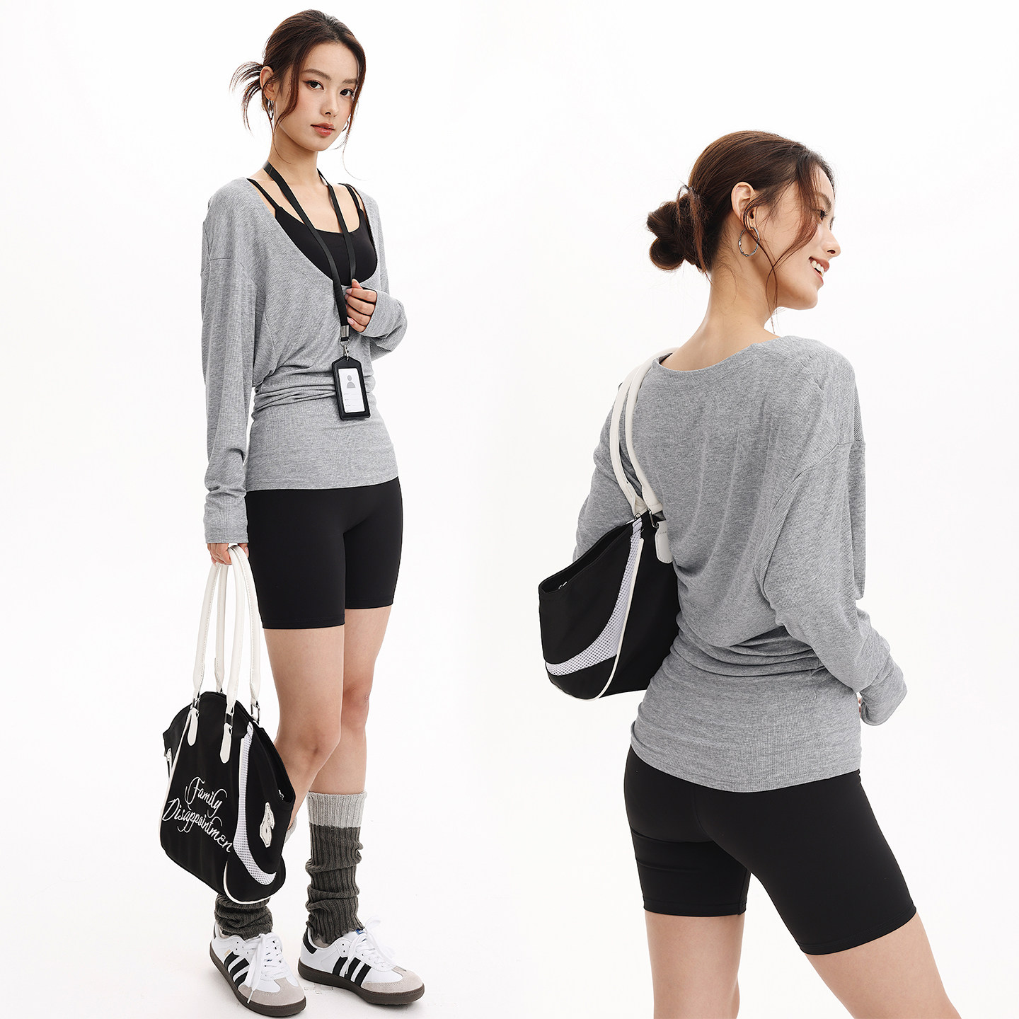 奔跑吧卡卡瑜伽服上衣套头宽松大U领长款T恤长袖秋季外搭运动罩衫,淘宝优惠券,粉丝福利购,淘宝优惠卷