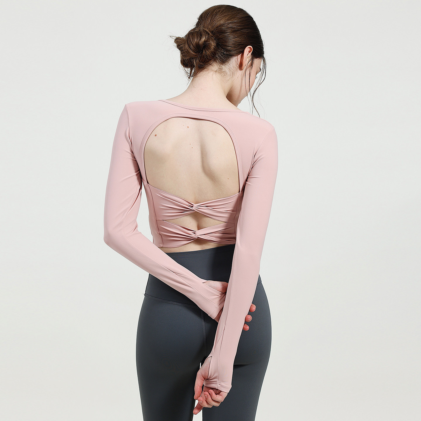 奔跑吧卡卡固定杯运动上衣女长袖紧身露背瑜伽服美背健身服T恤秋,淘宝优惠券,粉丝福利购,淘宝优惠卷