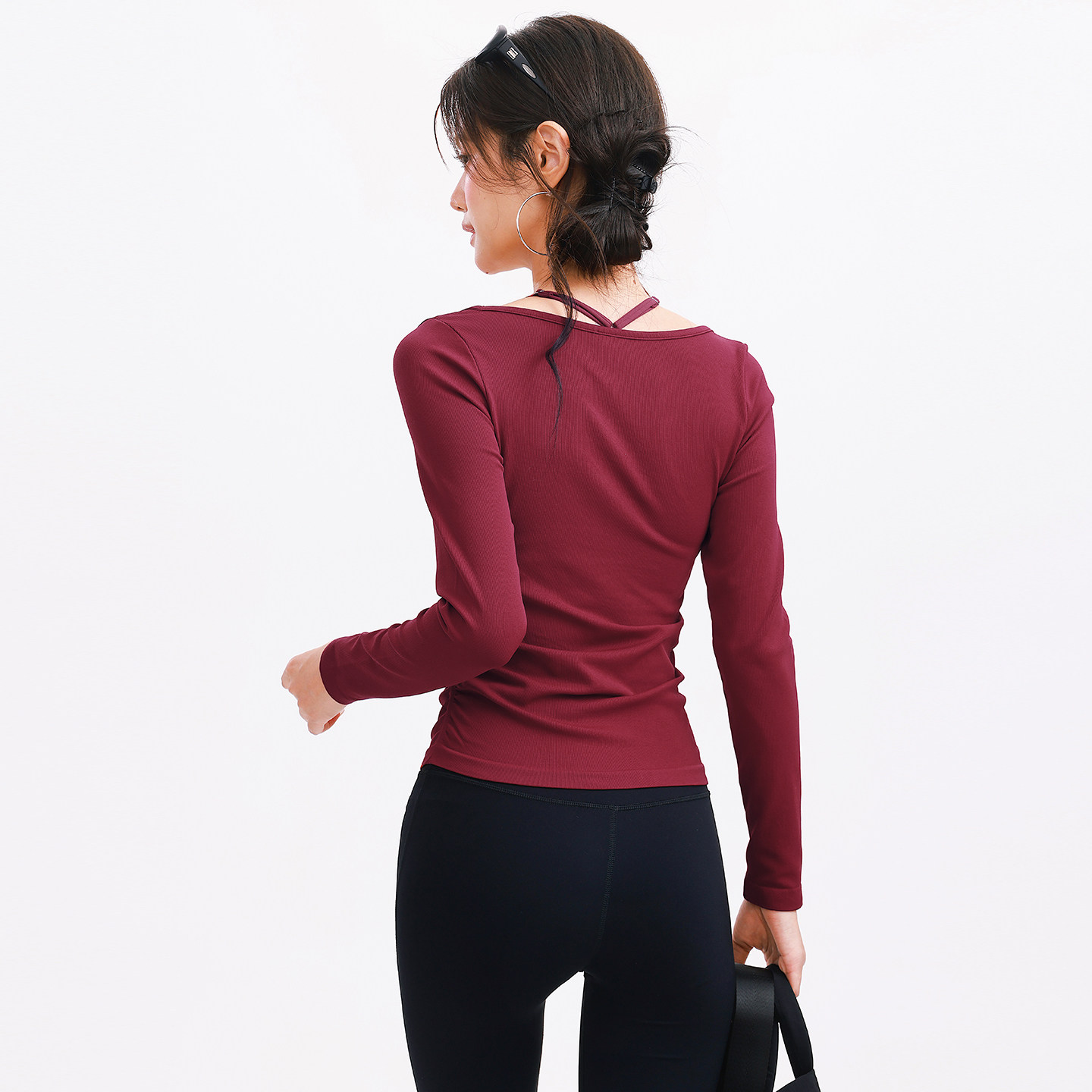 奔跑吧卡卡运动T恤女褶皱瑜伽服长袖内搭设计感上衣健身服跑步女,淘宝优惠券,粉丝福利购,淘宝优惠卷