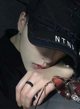 链条男士钛钢单身风刻字食指环