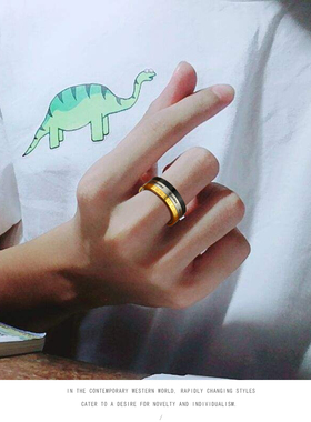 罗马数字钛钢单身风学生转动戒指