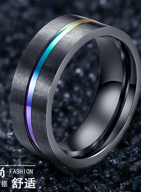 霸气韩版黑色钛钢食指环戒子戒指