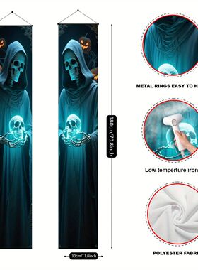 A pair of Halloween decorative banners made of polyester fea