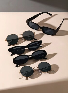 5PCS Unisex Metal Plastic Fashion Sunglasses For Street Phot