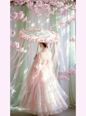 古风花伞走秀婚礼舞蹈珠帘配饰lolita飘带大气cos伞油纸工艺配饰