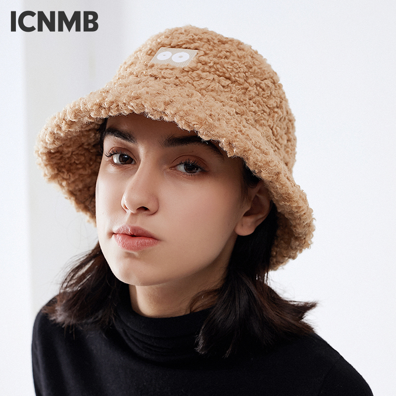 ICNMB保暖羊羔毛帽子女冬季明星同款韩版百搭显脸小毛绒渔夫帽潮 - 图0