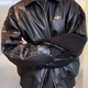 Adidas Clover King Anyu's the same style imitation leather Snake Year New Winter Warm Lapel Cotton Jacket JL8372
