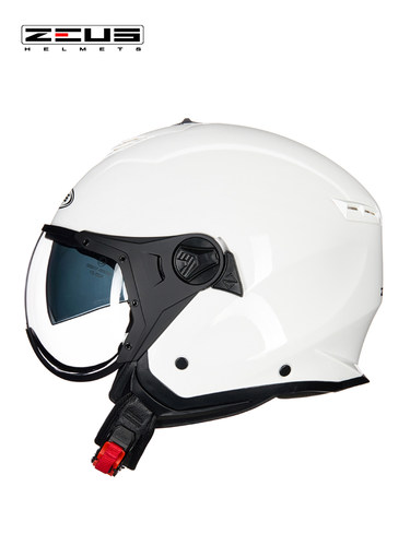 新款ZEUS瑞狮头盔摩托车电动车头盔男女双镜片防晒通勤复古半盔安-图1