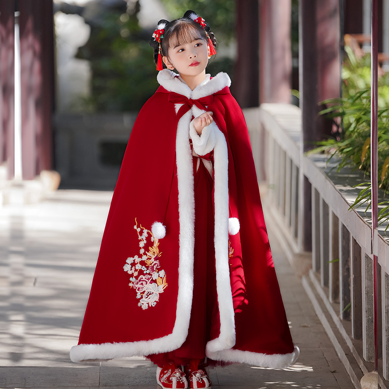 汉服女童唐装拜年服新年衣服国风古装秋冬季加绒儿童女孩加厚冬装,淘宝优惠券,粉丝福利购,淘宝优惠卷