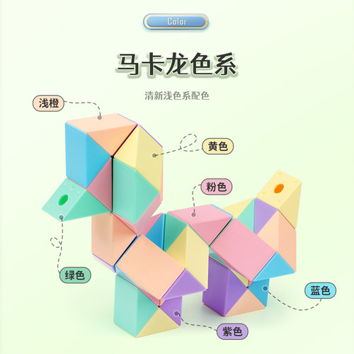 百变魔尺彩色24段36节48儿童72段异形魔方条全套装幼儿园益智玩具 - 图2