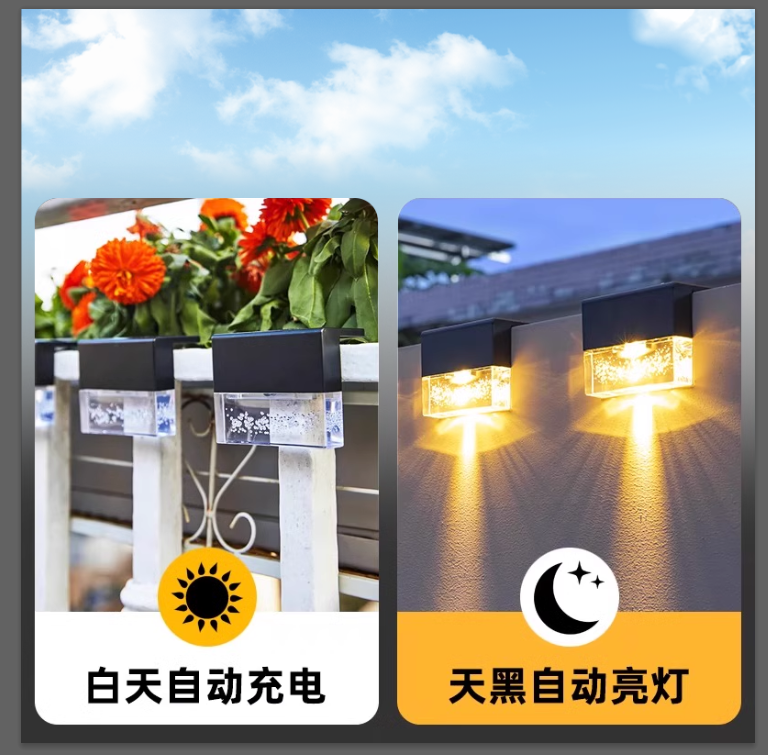 太阳能户外灯庭院灯感应家用花园布置阳台装饰围墙氛围壁灯台阶灯