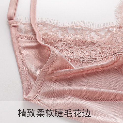 包邮夏季V 领真丝花边吊带背心 女 内搭5色桑蚕丝打底衫 可调节 - 图1