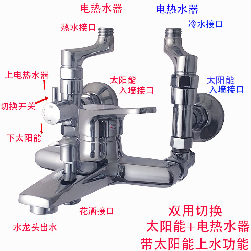 电热水器混水阀暗转明改太阳能双用三出水暗装配明装冷热水阀淋浴-图0