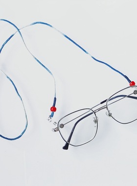 日系复古植物靛蓝ins链条女挂脖