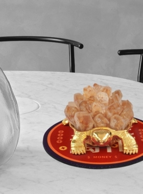 钱都归我钱龟镇黄晶簇聚财纯天然黄水晶芽晶簇钱龟摆件