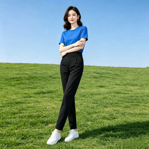 西装女裤2026新款百搭九分小脚夏季哈伦裤女高腰显瘦直筒裤子潮 - 图2