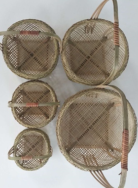 手提竹编篮子厨房鸡蛋果蔬买装饰