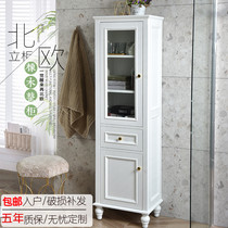 Solid wood containing stand side cabinet toilet waterproof floor narrow cabinet oak lockers toilet side cabinet bath room cabinet wine cabinet