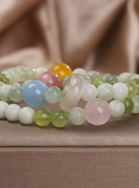 夏日小清新青提奶盖天然岫玉手链